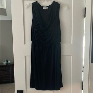 Calvin Klein Black Sheath Midi Dress Cowl Neck Sleeveless